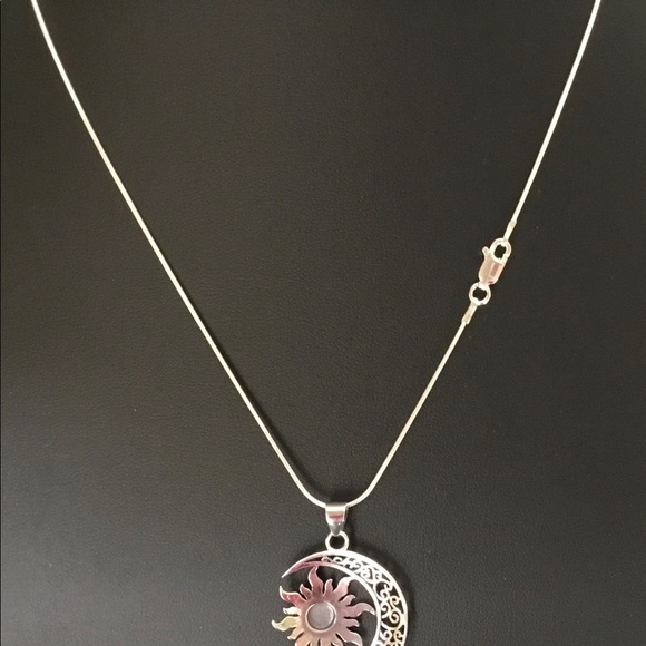 Sterling Silver Moon & Sun Necklace - Picture 5 of 8